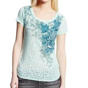 Southpole Green Floral Women's Burnout Tee
